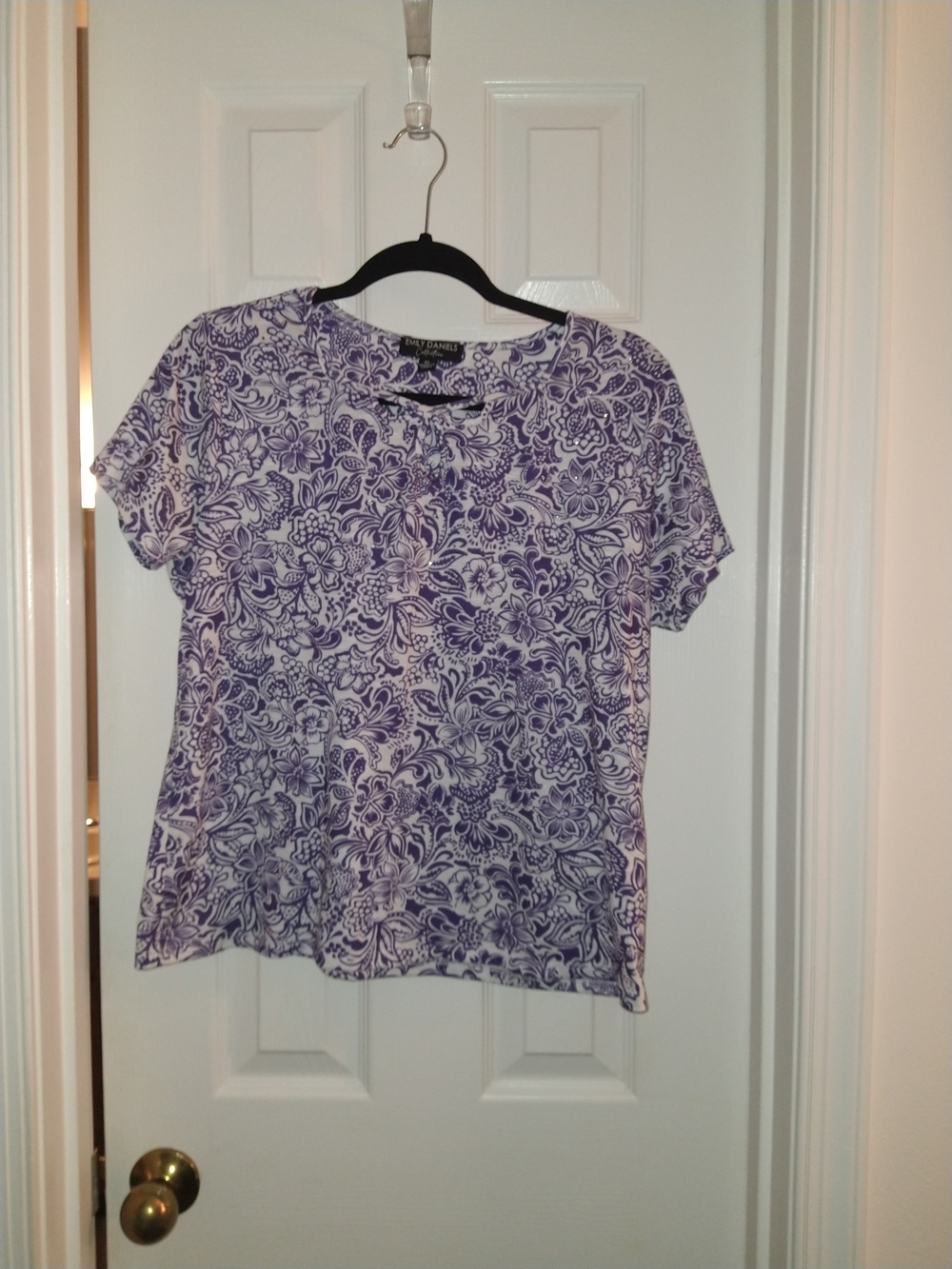 Karen Scott Purple Floral Short Sleeve Top